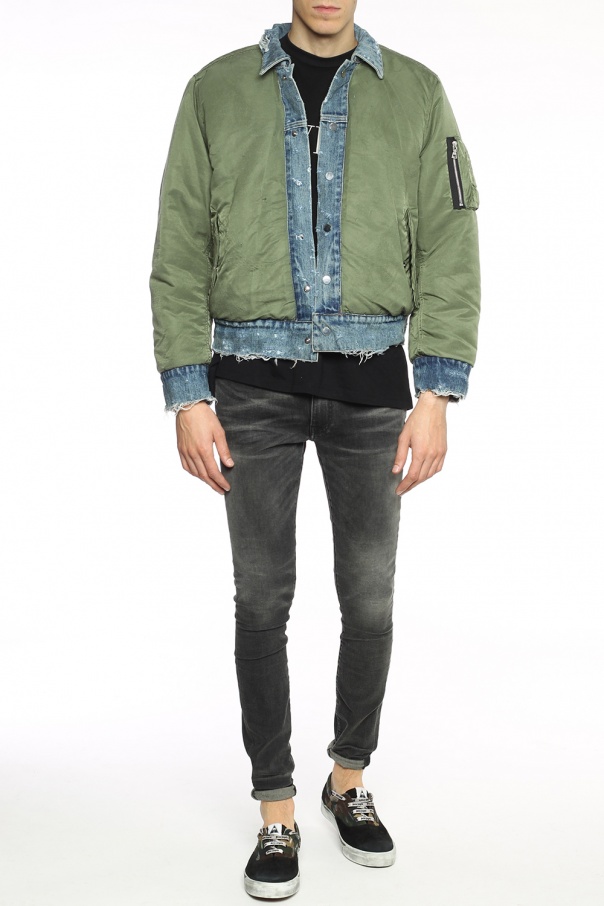 amiri reversible denim bomber jacket